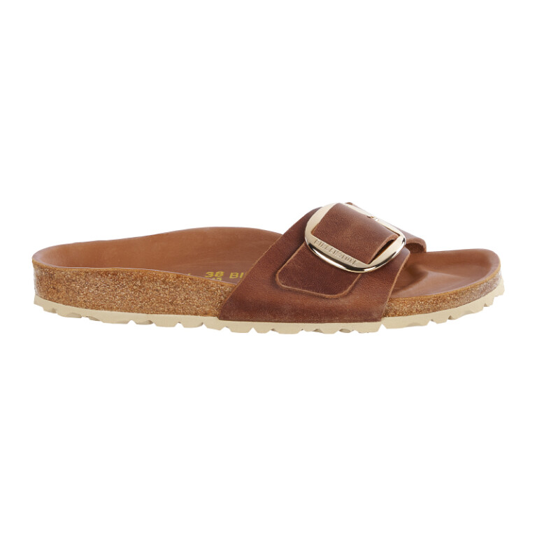 Sandalia Madrid Big Buckle Oiled Leather - Estrecho Cognac