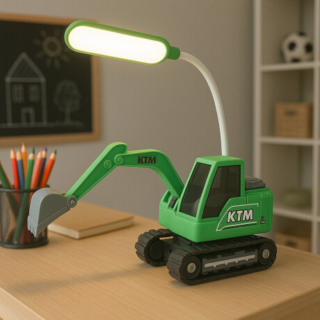 Mini Excavadora LED Recargable con Luz – USB Verde