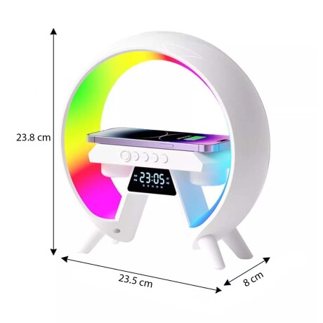 Parlante Bluetooth c/ Carga Rápida Inalámbrica Cel y Luz RGB Blanco