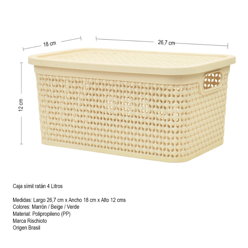 Caja simil ratán 4 lts 26,7x18x12cm BEIGE