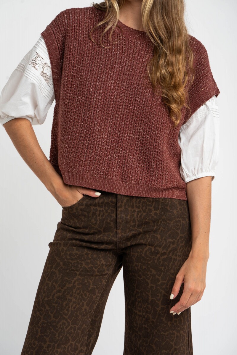 Chaleco Lurex Bordeaux