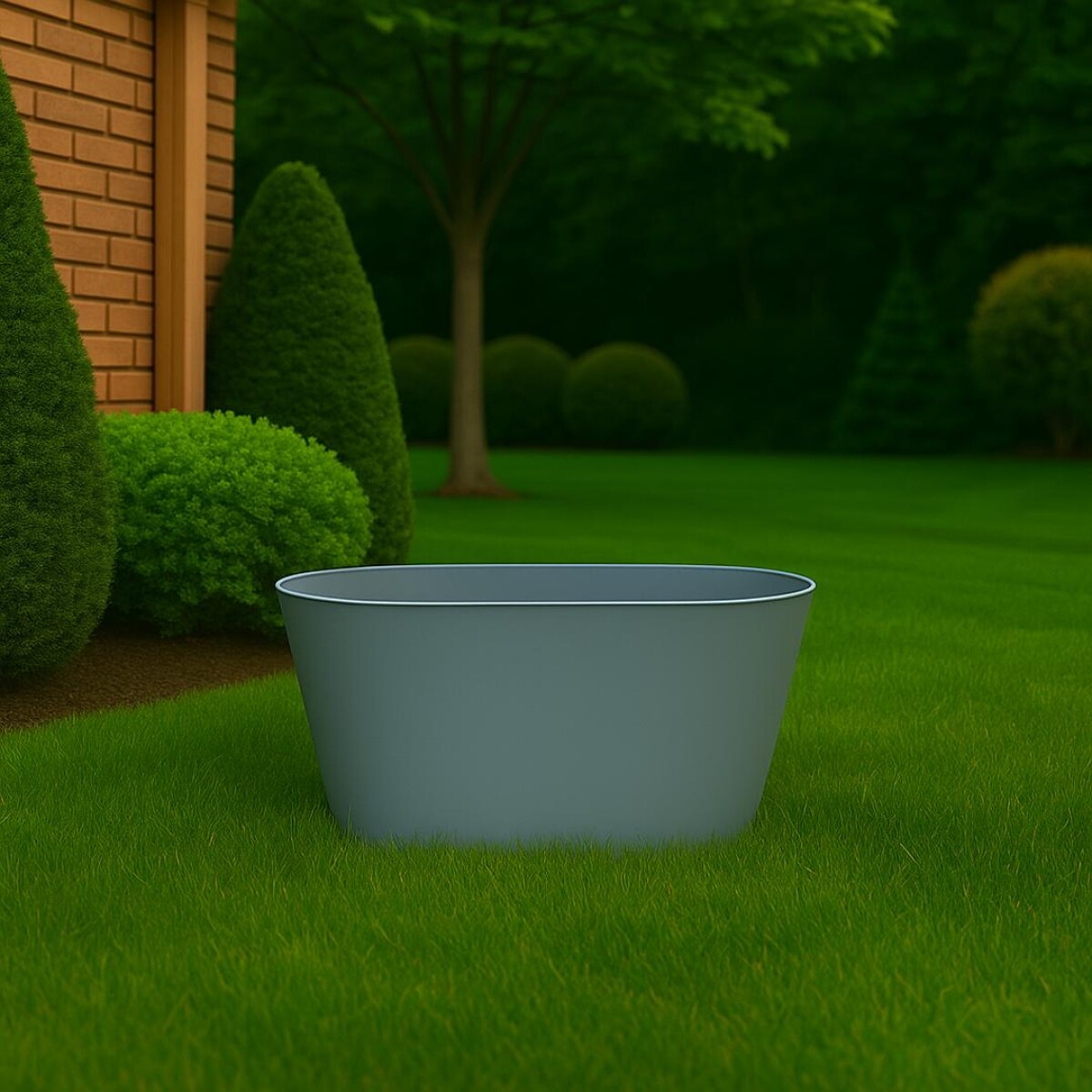 MACETA JARDINERA RECTANGULAR MACCHIA 32CM - GRIS 