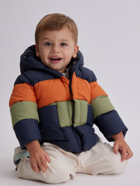 Campera abrigo combinado Azul Oscuro