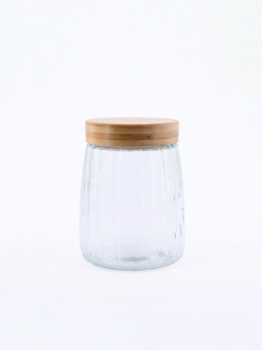 FRASCO CON TAPA DE MADERA CALGARY - TRANSPARENTE 