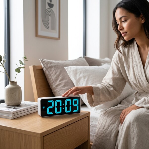 Reloj Digital Led A Pilas o USB Con Calendario y temperatura Azul