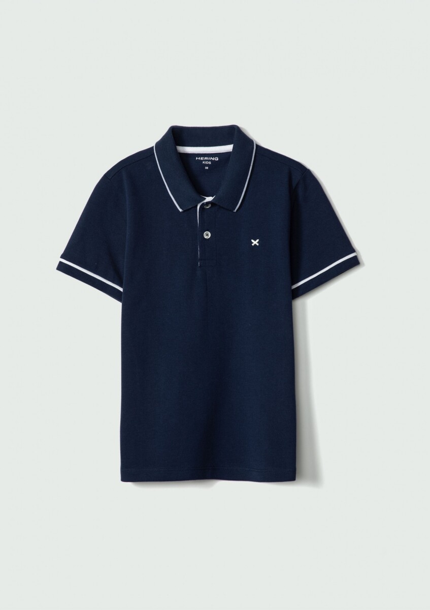 POLO INFANTIL CON LOGO BORDADO - AZUL 