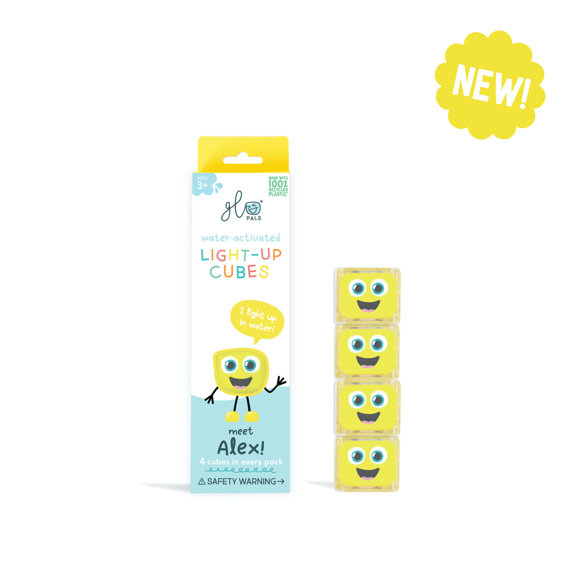 Set 4 cubos Glo Pals iluminados activados por agua - Alex 