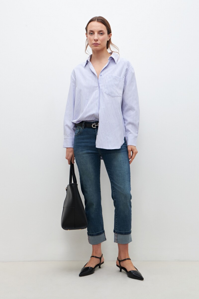 Camisa rayada oversized - lavanda 