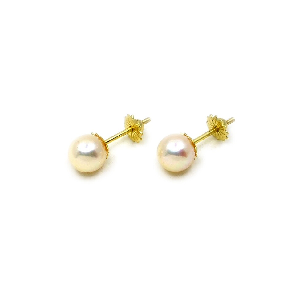 6,5 mm Caravanas Oro 18 K Con Perlas De Cultivo 6,5 mm Caravanas Oro 18 K Con Perlas De Cultivo