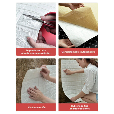 Set X10 Revestimiento Adhesivo Pared Madera Ladrillo Piedra Oscura