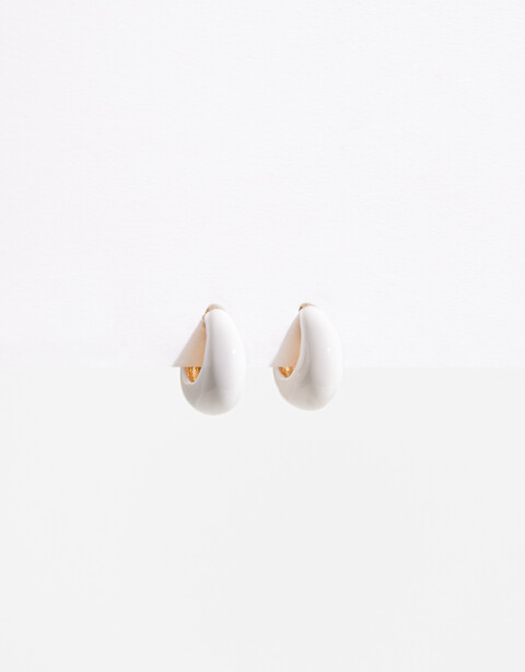Aros Argollas Color Argollas Esmaltadas - Blanco Crudo