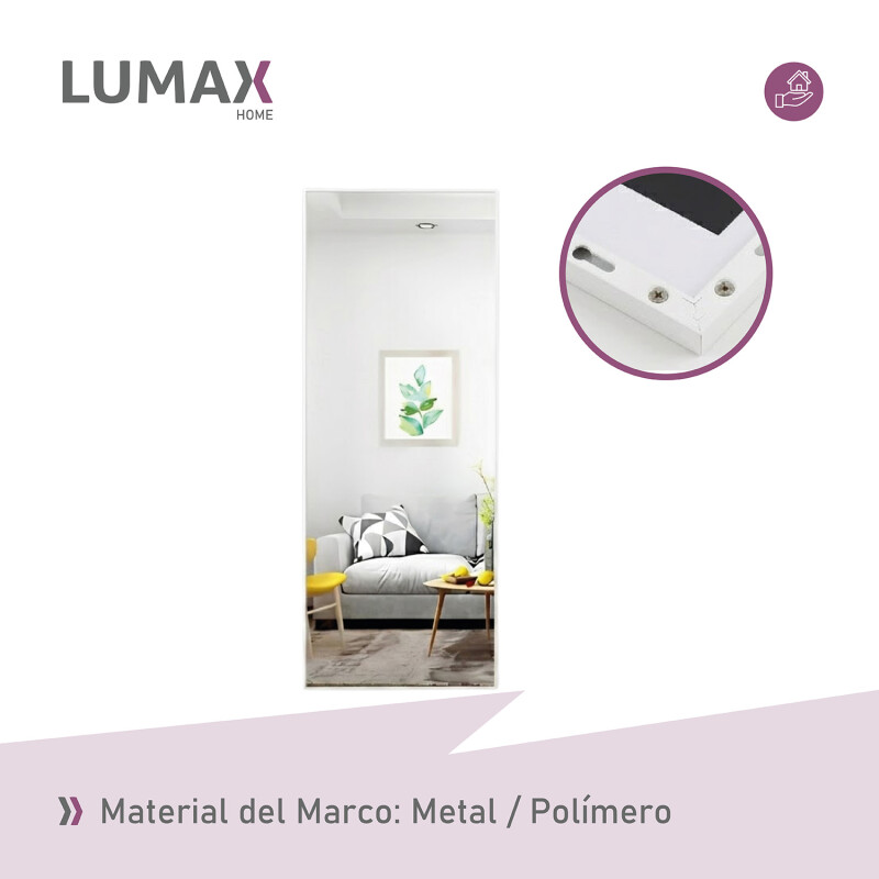 Espejo De Pie Lumax Rox Marco Rectangular 80 x 180cm Blanco