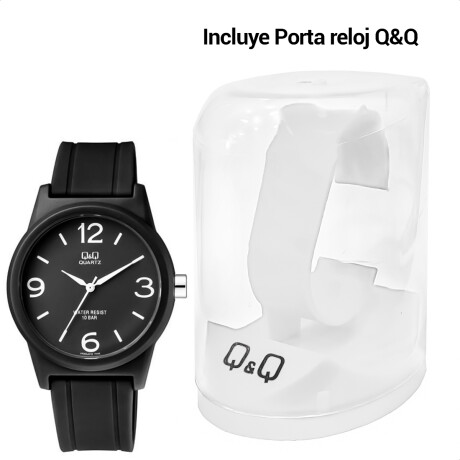 Reloj Q&Q PVC Unisex Análogo Negro Correa De Silicona Negro