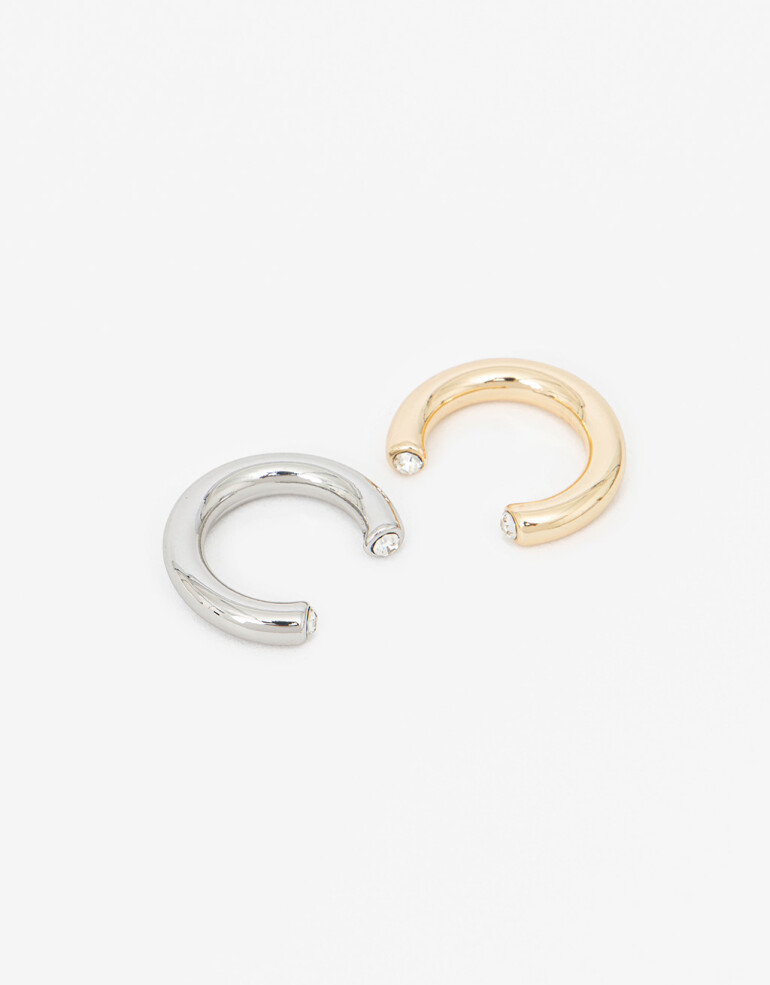 Sets Anillos Strass Set De Anillos Biplating - Combinacion Bicolor