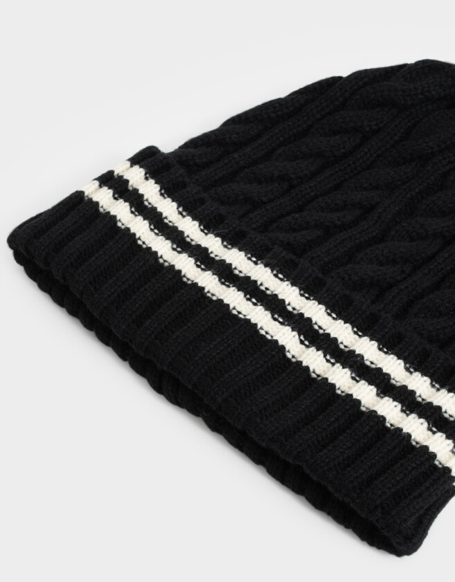 Gorro Romántico Gorro Tejido Varsity Negro - Negro