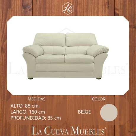 Sillon 2 cuerpos Cuero Natural Beige