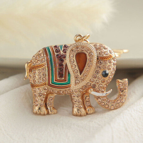 Llavero Elefante Trompa Abajo Dorado