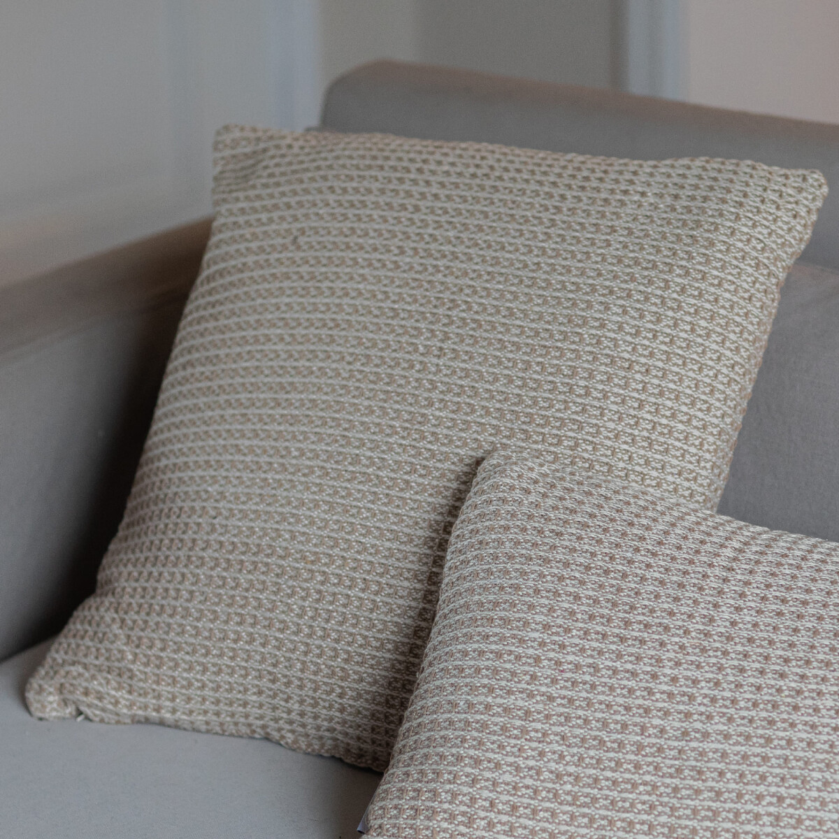 Funda de almohadón algodón 45x45cm - Beige Waffle 