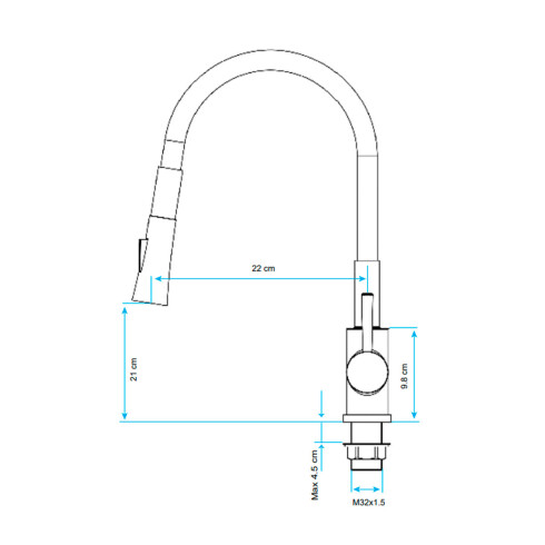 Griferia De Cocina Aqualia Con Manguera Flexible Negra 000