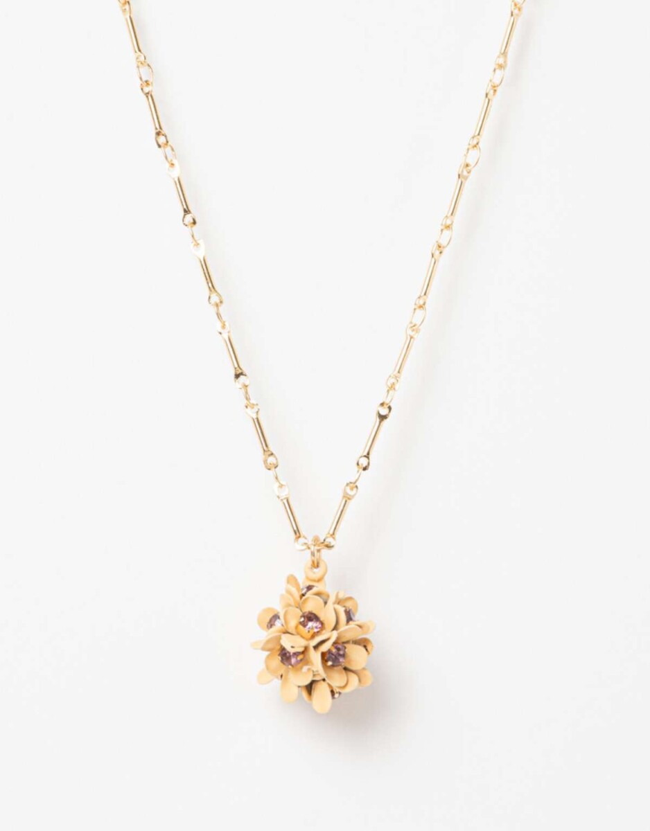 Collar Con Charm Floral - Dorado 