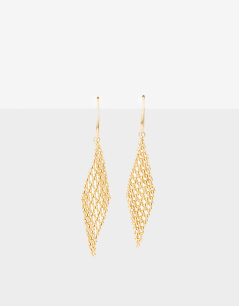 Aros Colgantes Largos Aros Colgantes Rombo Cadena - Dorado