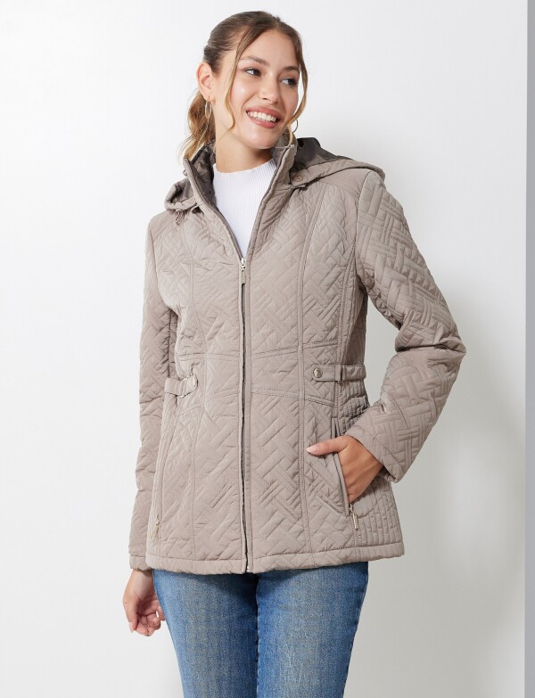 Campera Capitoneada Capucha TOSTADO