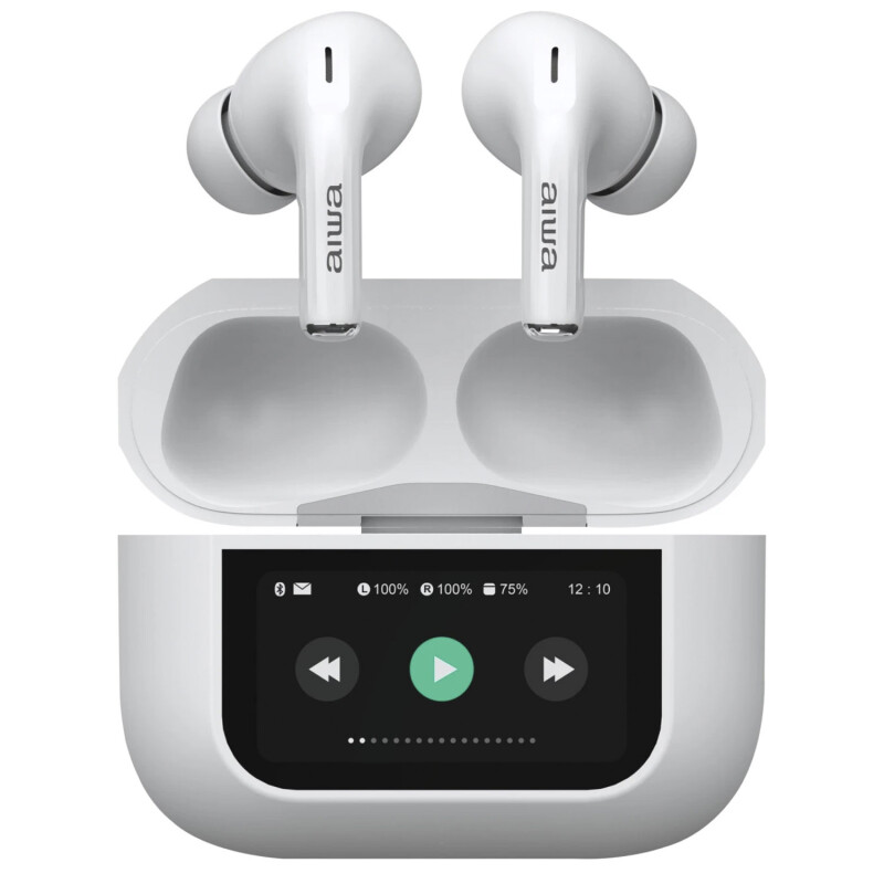 Auriculares Bluetooth con Estuche y Pantalla Aiwa AWTWSGPRO White