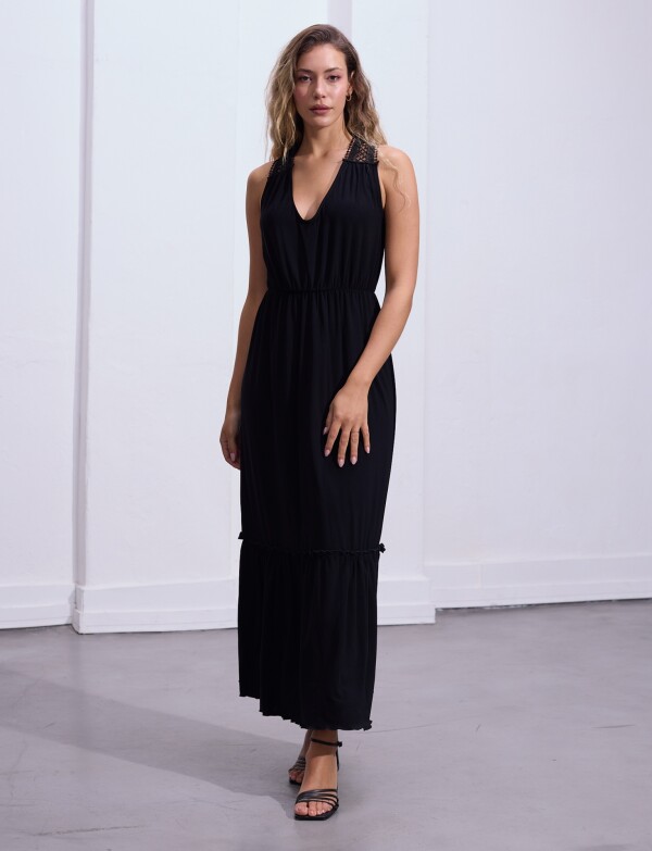 Vestido Maxi Cortes NEGRO