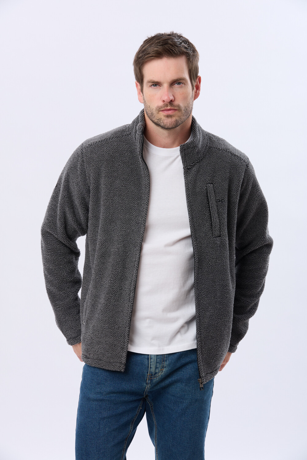 CAMPERA POLAR TEXTURADO GRUESO Gris