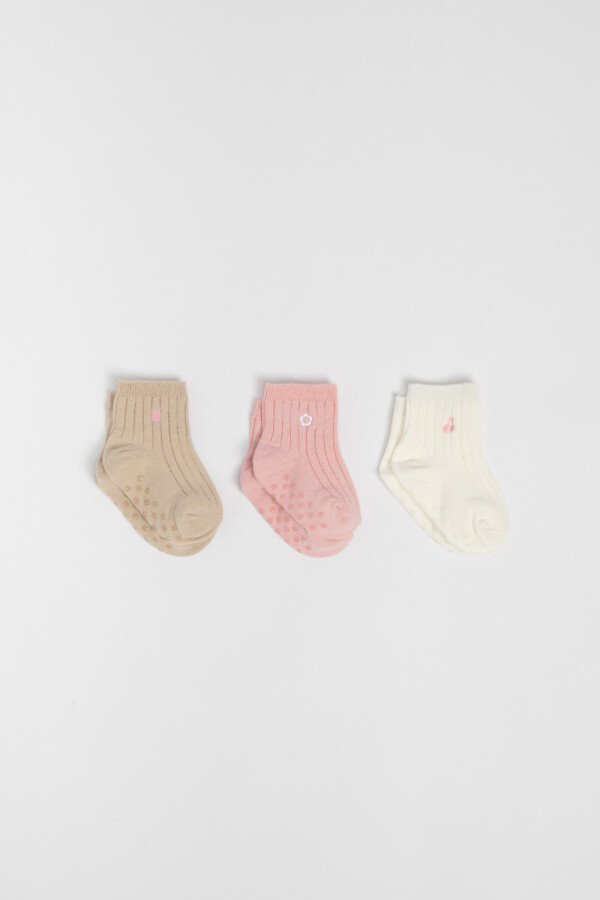 Pack x3 medias rib Beige