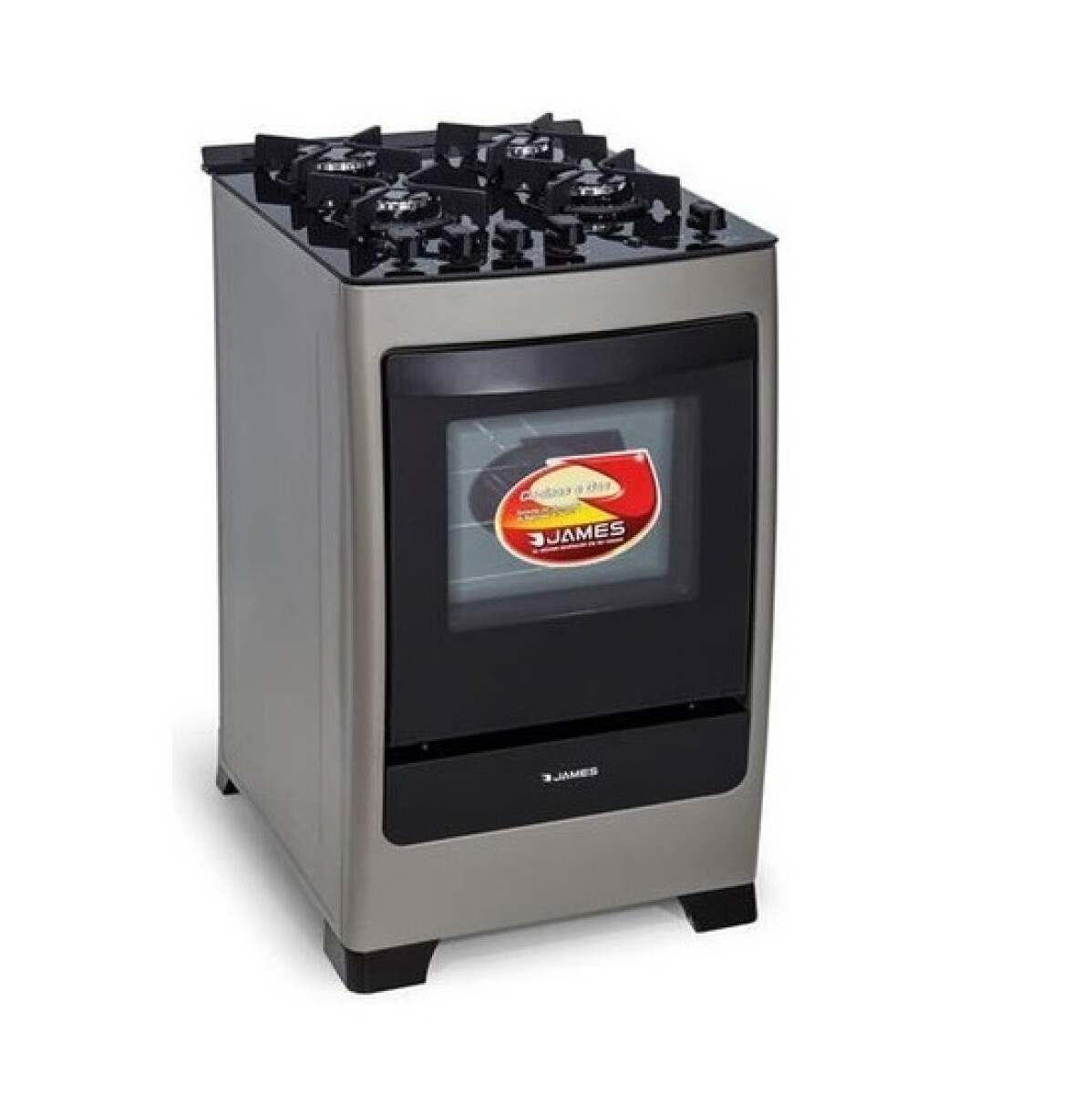 Cocina Supergas James C700 Inox Mesada Vidrio 4 H. Gris 