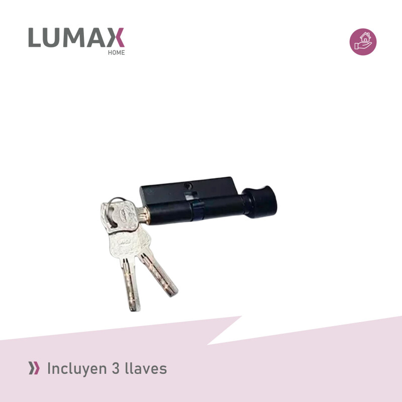 Cerradura Puerta Interior Metal Con 3 Llaves Lumax Negro