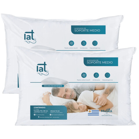 Pack 2 Almohadas LAT 50 X 70 cm 100% Cotton Touch Hipoalergénico Pack 2 Almohadas LAT 50 X 70 cm 100% Cotton Touch Hipoalergénico