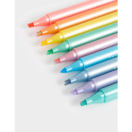 Set De 9 Resaltadores Con Glitter Combinacion Multicolor