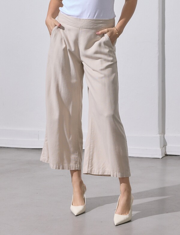 Pantalon Lino Crop BEIGE