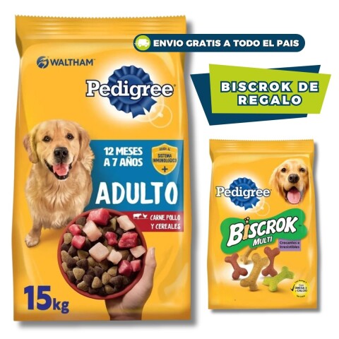 PEDIGREE PERROS ADULTOS 15 KG + SNACK BISCROK DE REGALO
