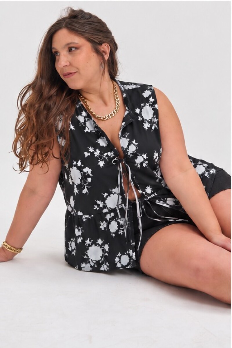 Blusa Paloma - Negro flor 