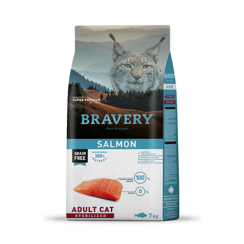 Bravery Salmon Adult Cat Sterilized 7 kg + Transportadora JET10 de Obsequio!