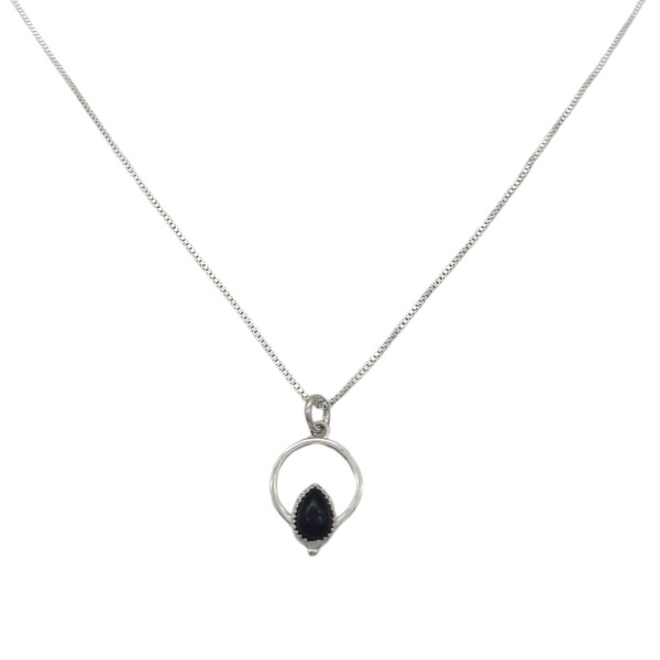 Conjunto colgante lágrima- Plata 925 - Piedra ónix- CJ3028 Conpiedra