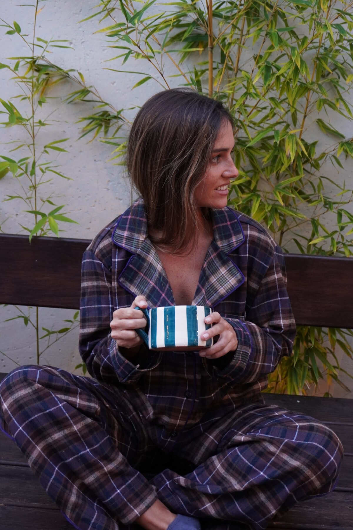 Sleepwalker Pijama Woman Marrón / Azul