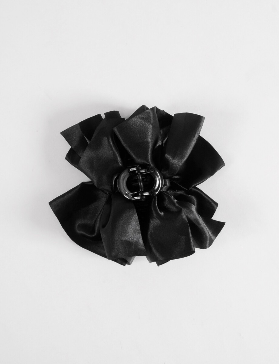 Broche moña tela - negro 