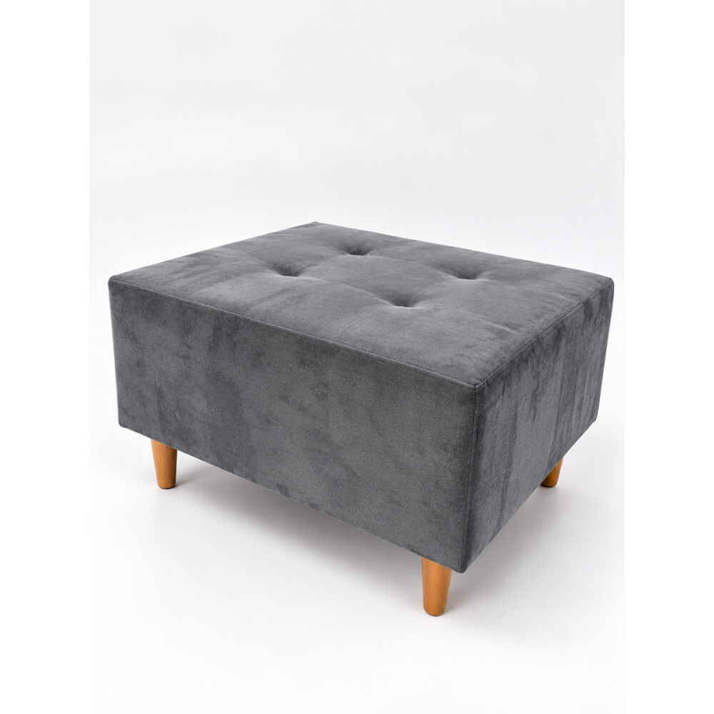 Puff tela y patas de madera Gris oscuro
