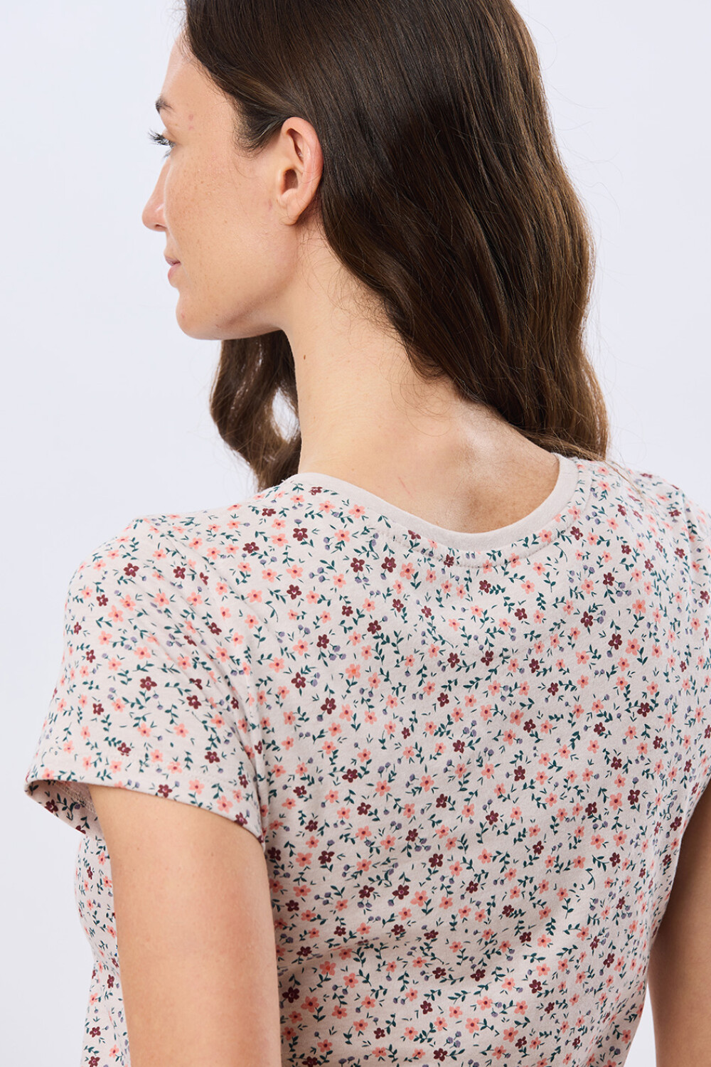 REMERA ESTAMPADA DE ALGODÓN Beige Melange