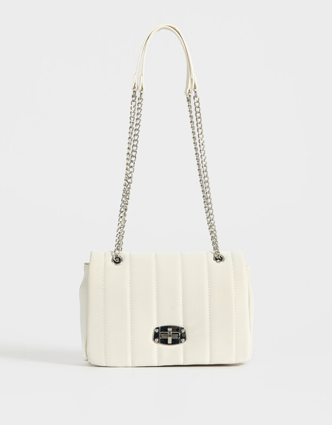 Bandoleras Clasico Bandolera Puffy Con Solapa - Blanco Crudo