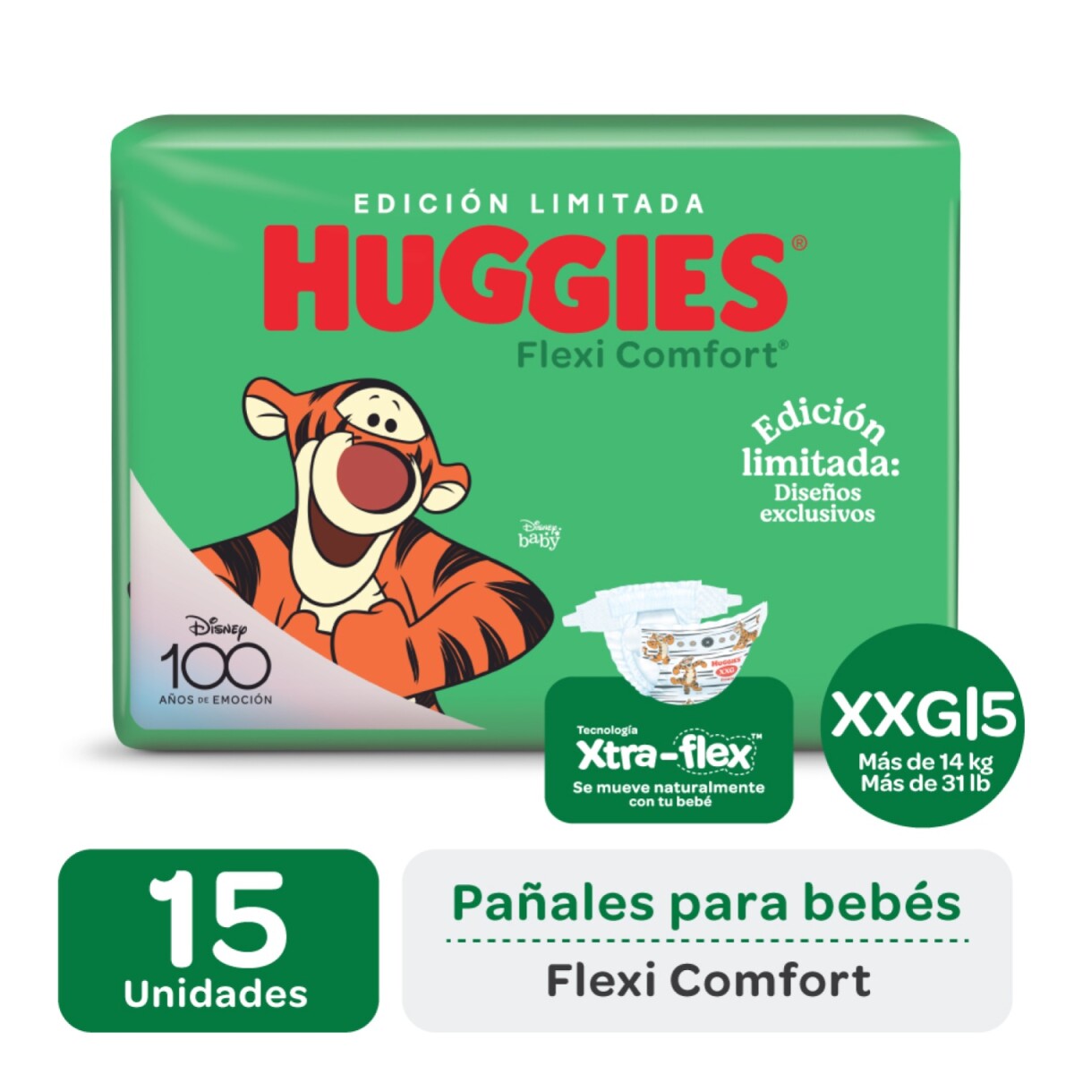 Pañales Huggies Flex Comfort XXG Maxi Disney 15 Unidades 