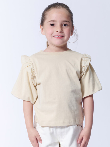 Remera manga balloon Beige