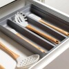 Organizador de Cubiertos Para Cajon 3 Divisiones Gris Oscuro