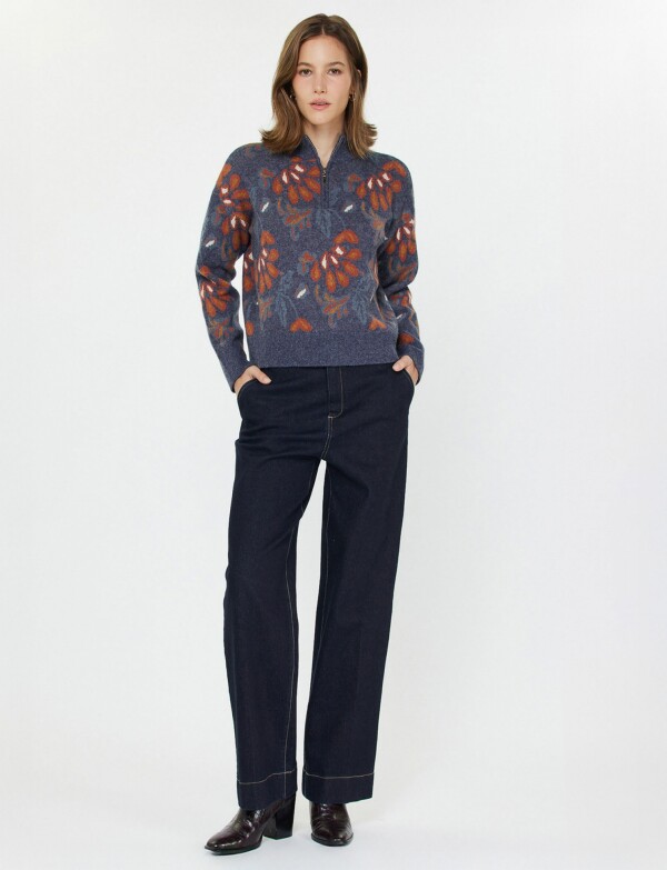 Buzo Zip Cuello Alto AZUL/MULTI