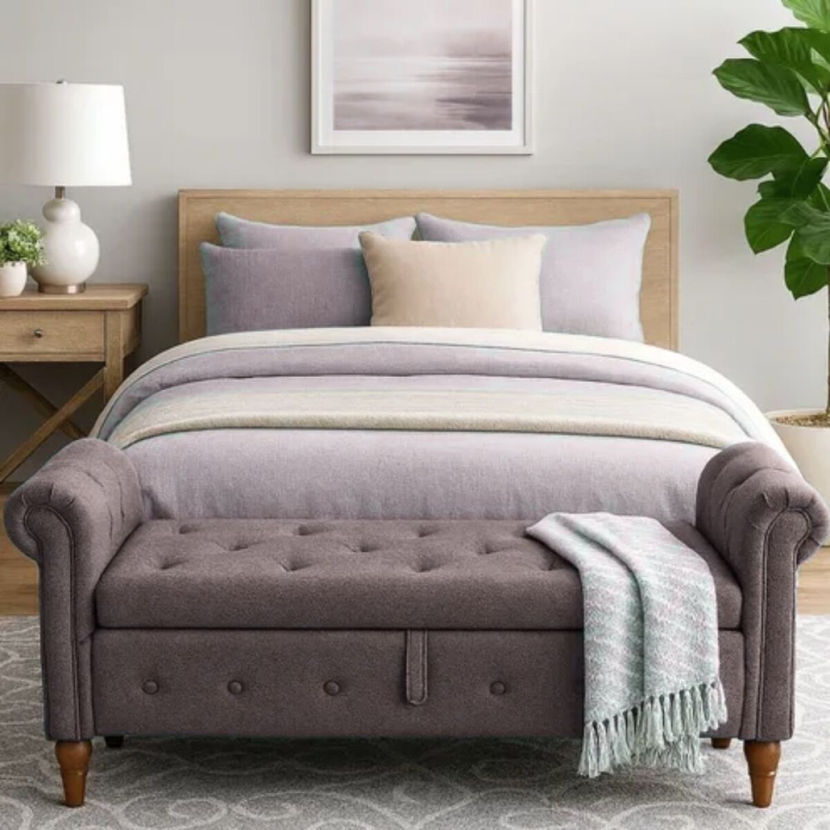 Sofa pie de cama baul - Gris oscuro 