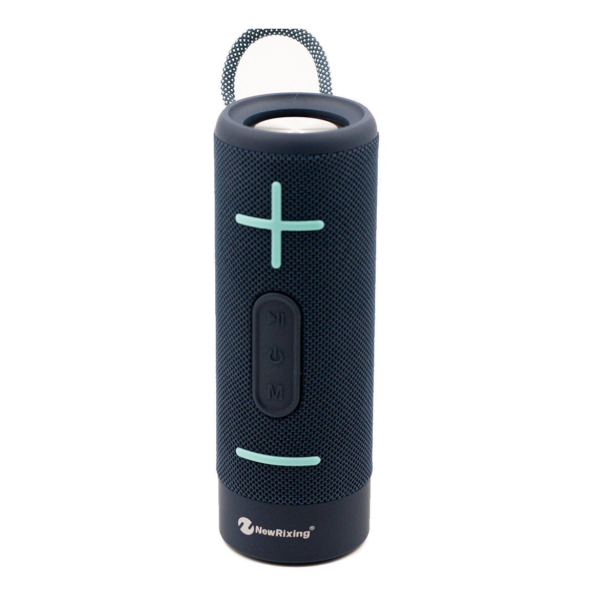Parlante portatil bluetooth cilindro con correa simil flip azul 